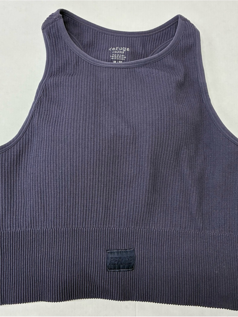 refuge Navy Ribbed Cropped Tank Top
